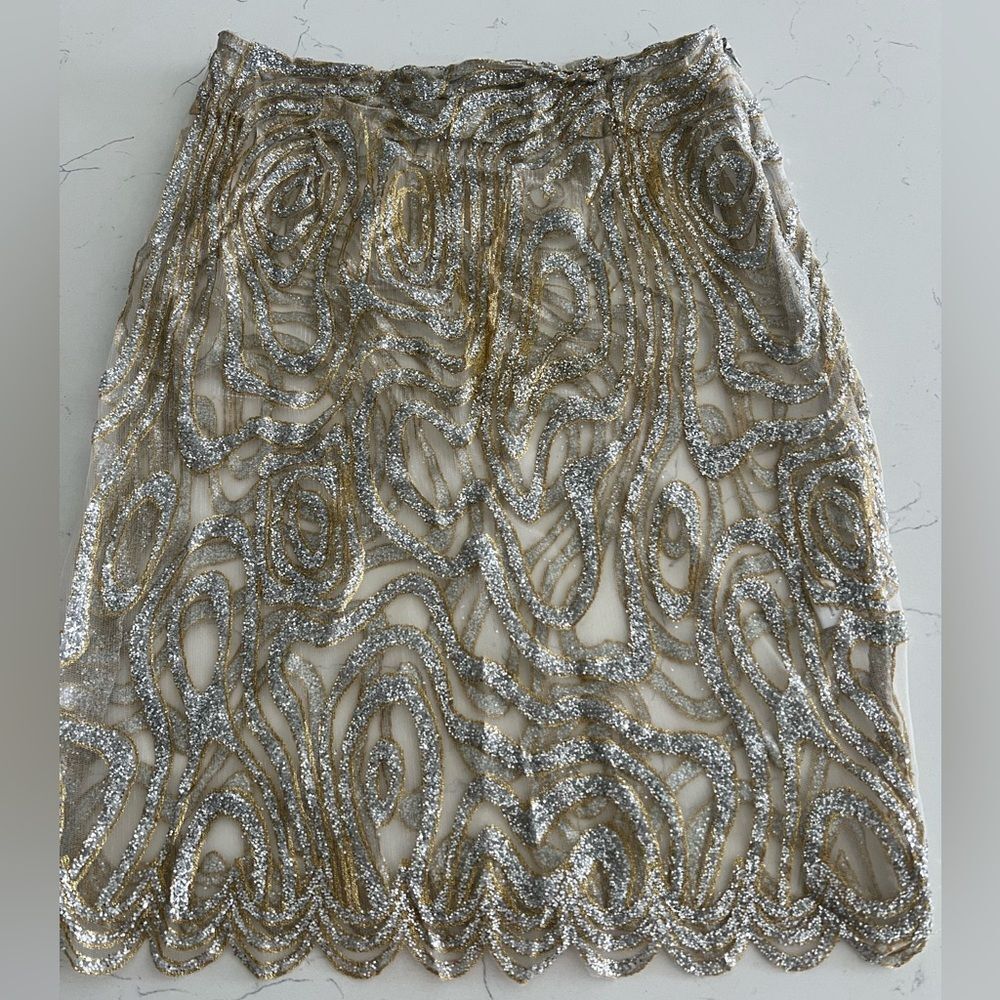 AKIRA Gold and Silver mesh Sequin Mini Skirt size M